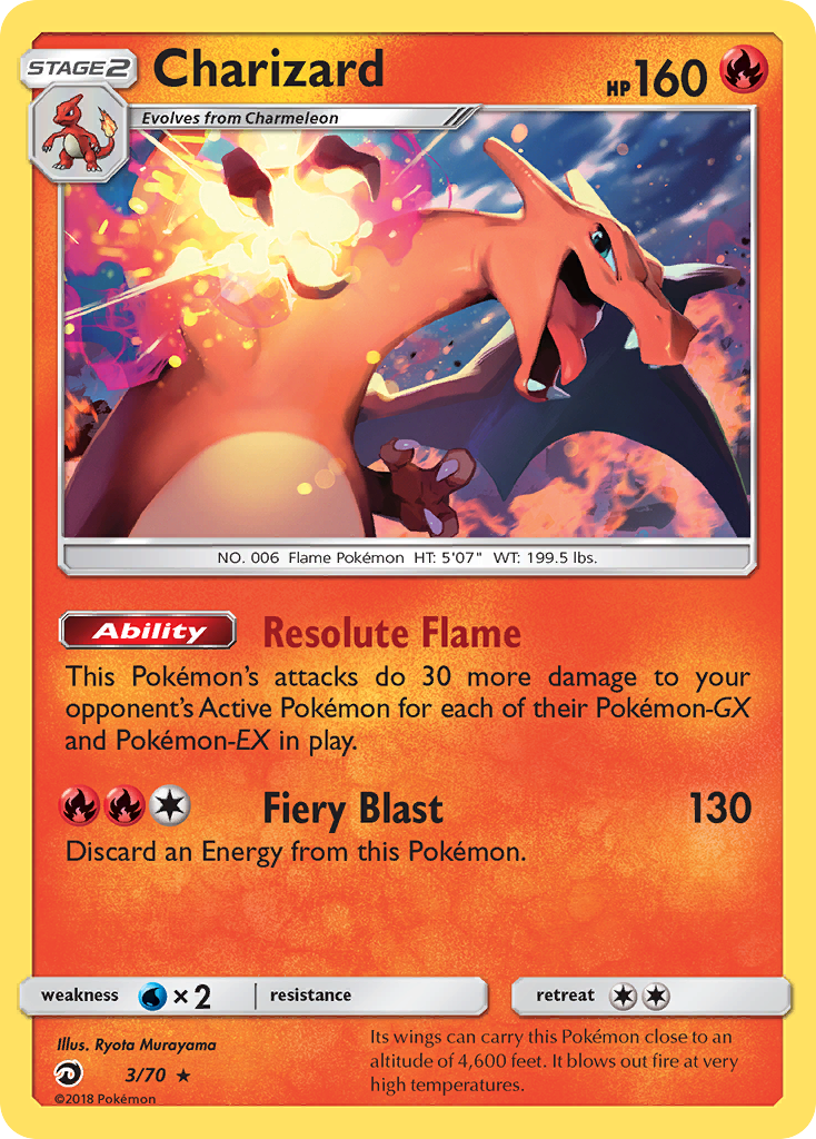 Charizard (3/70) [Sun & Moon: Dragon Majesty] Reverse Holofoil