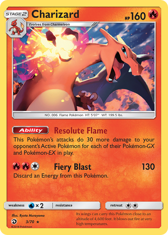 Charizard (3/70) [Sun & Moon: Dragon Majesty] Reverse Holofoil