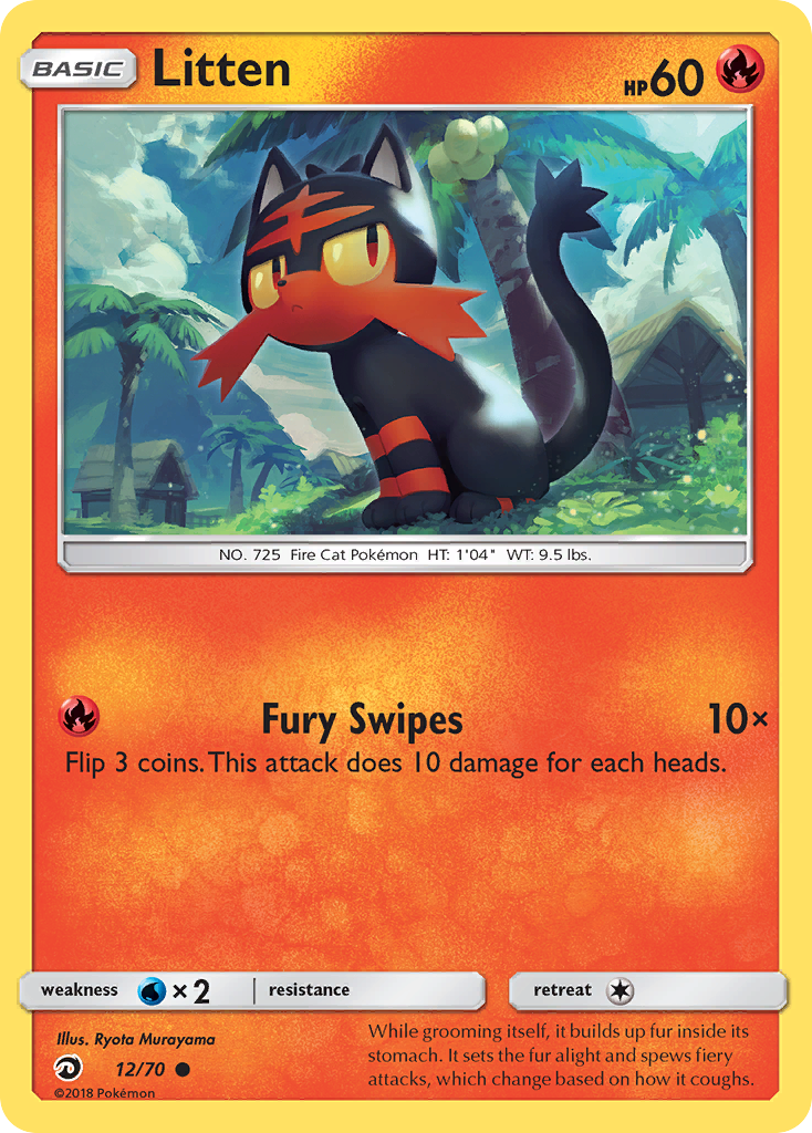Litten (12/70) [Sun & Moon: Dragon Majesty] Reverse Holofoil