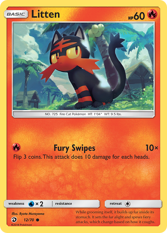 Litten (12/70) [Sun & Moon: Dragon Majesty] Reverse Holofoil