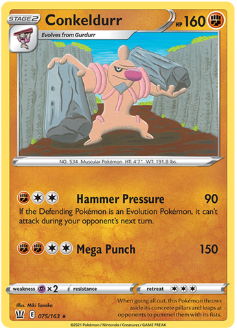 Conkeldurr (075/163) [Sword & Shield: Battle Styles] Reverse Holofoil