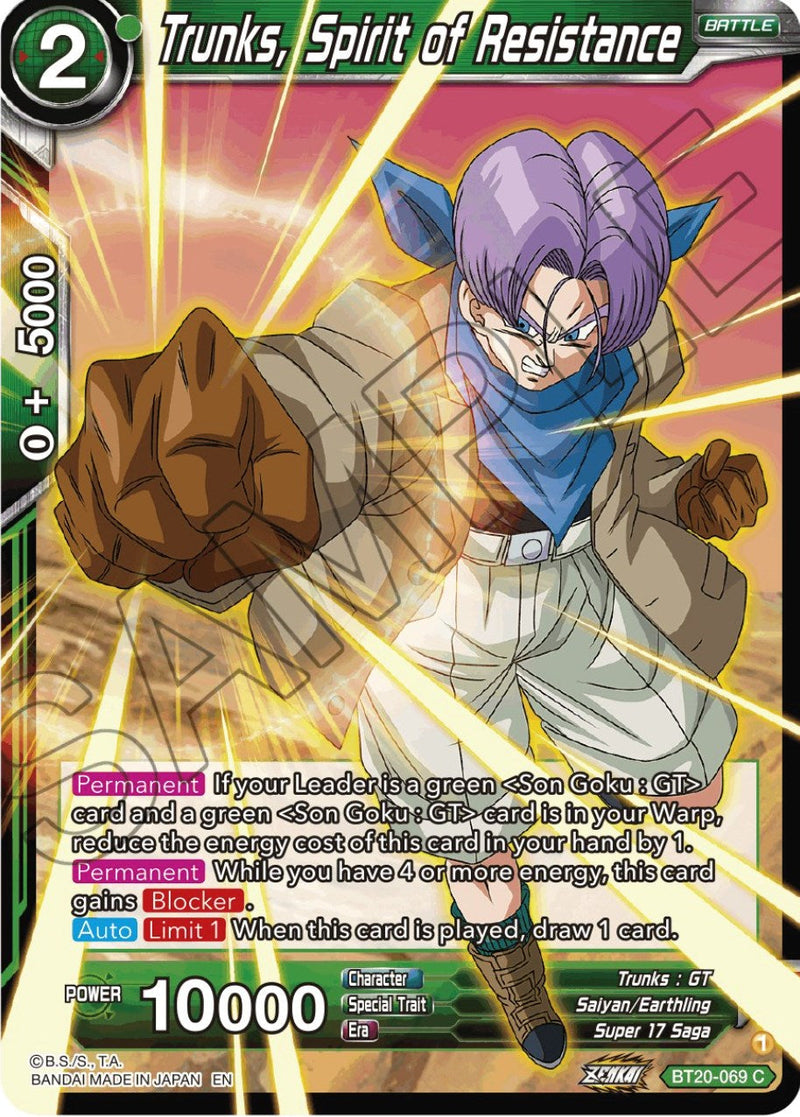 Trunks, Spirit of Resistance (BT20-069) [Power Absorbed] Parallel Foil