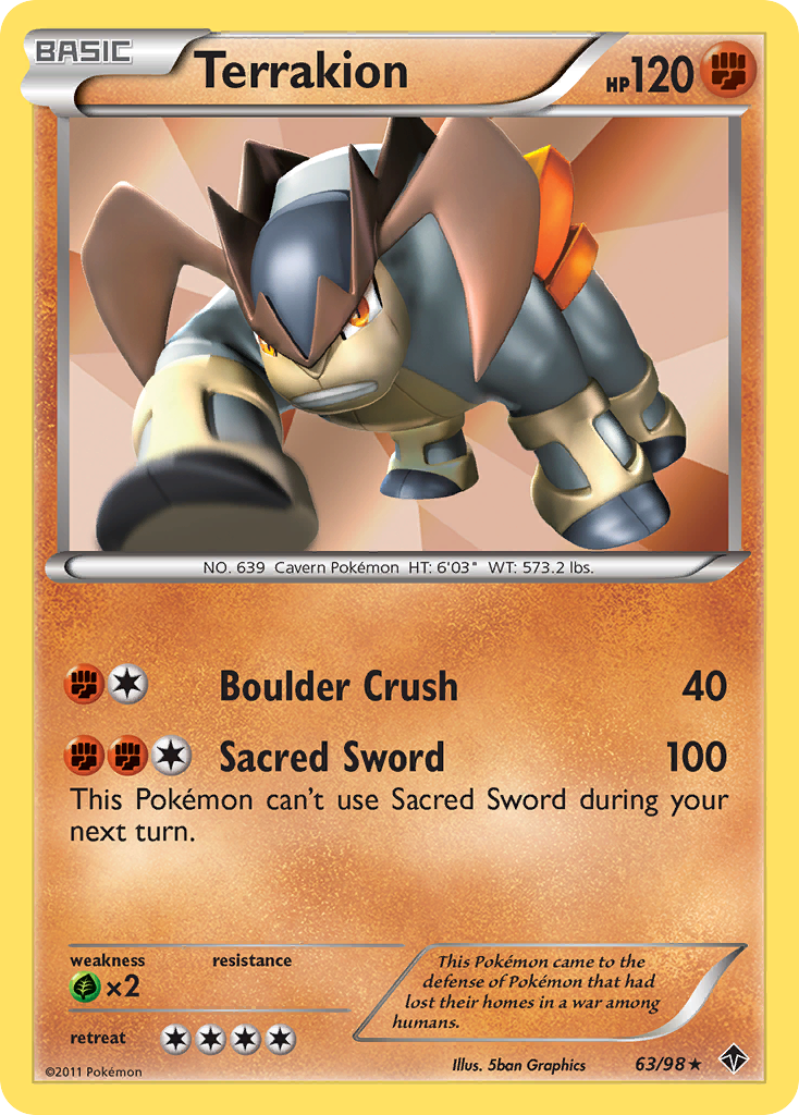 Terrakion (63/98) [Black & White: Emerging Powers] Reverse Holofoil