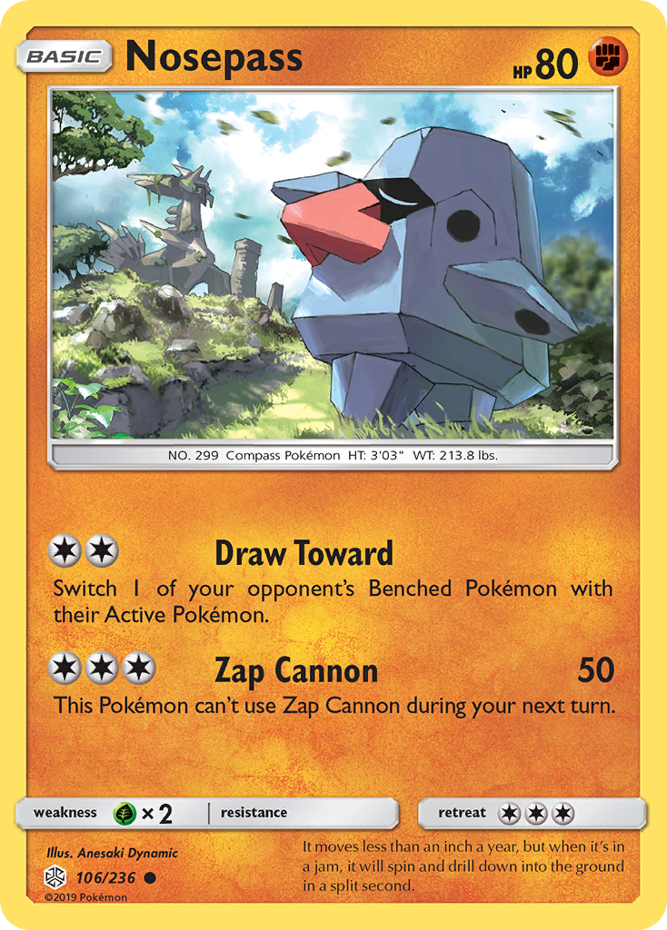 Nosepass (106/236) [Sun & Moon: Cosmic Eclipse] Reverse Holofoil