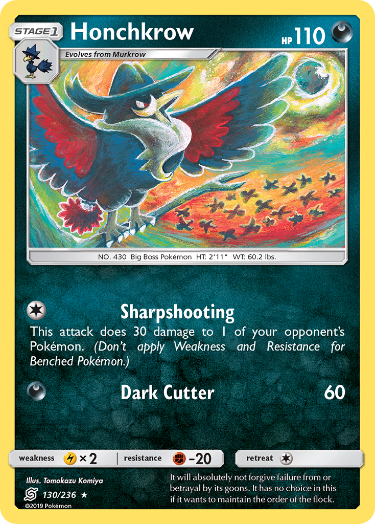 Honchkrow (130/236) [Sun & Moon: Unified Minds] Reverse Holofoil