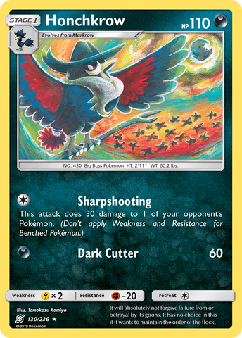 Honchkrow (130/236) [Sun & Moon: Unified Minds] Reverse Holofoil