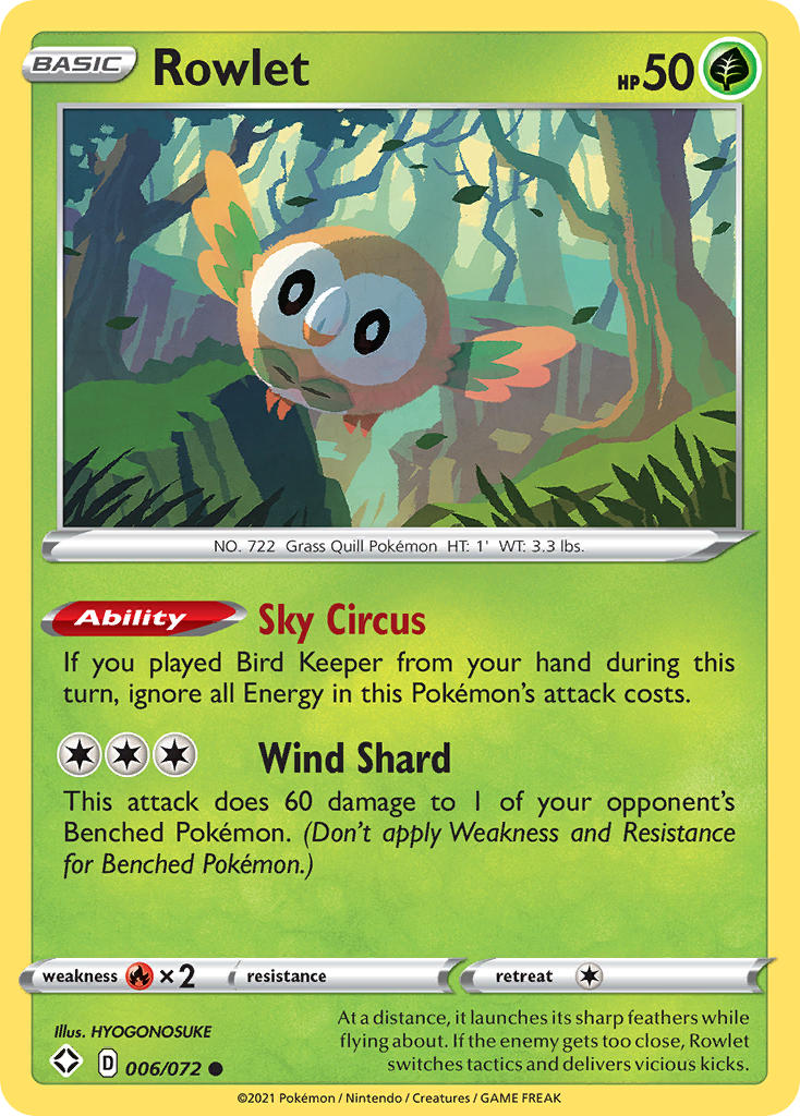 Rowlet (006/072) [Sword & Shield: Shining Fates] Reverse Holofoil