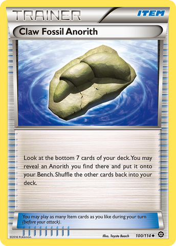 Claw Fossil Anorith (100/114) [XY: Steam Siege] Reverse Holofoil