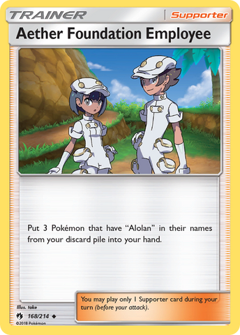 Aether Foundation Employee (168/214) [Sun & Moon: Lost Thunder] Reverse Holofoil