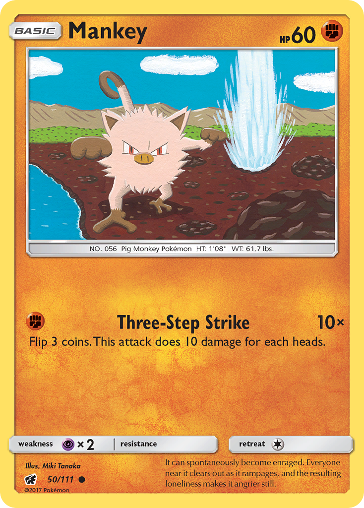 Mankey (50/111) [Sun & Moon: Crimson Invasion] Reverse Holofoil