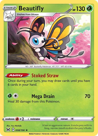 Beautifly (008/196) [Sword & Shield: Lost Origin] Reverse Holofoil