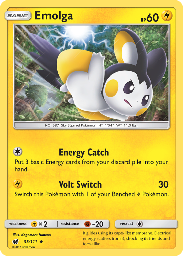 Emolga (35/111) [Sun & Moon: Crimson Invasion] Reverse Holofoil