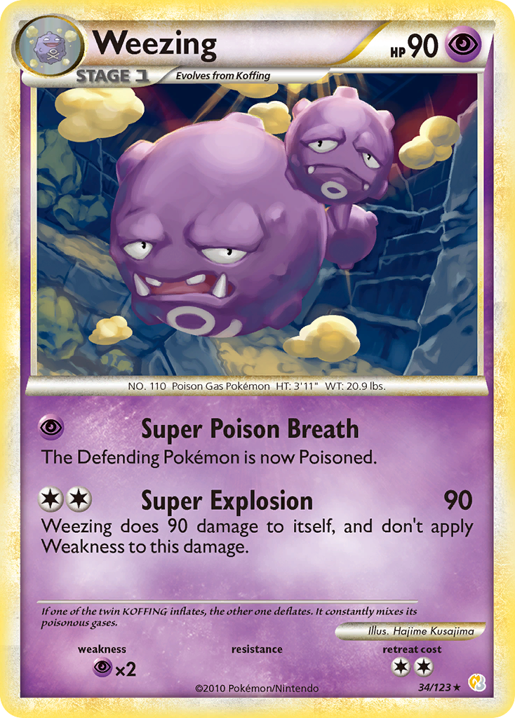 Weezing (34/123) [HeartGold & SoulSilver: Base Set] Reverse Holofoil