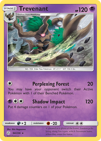 Trevenant (94/236) [Sun & Moon: Cosmic Eclipse] Reverse Holofoil