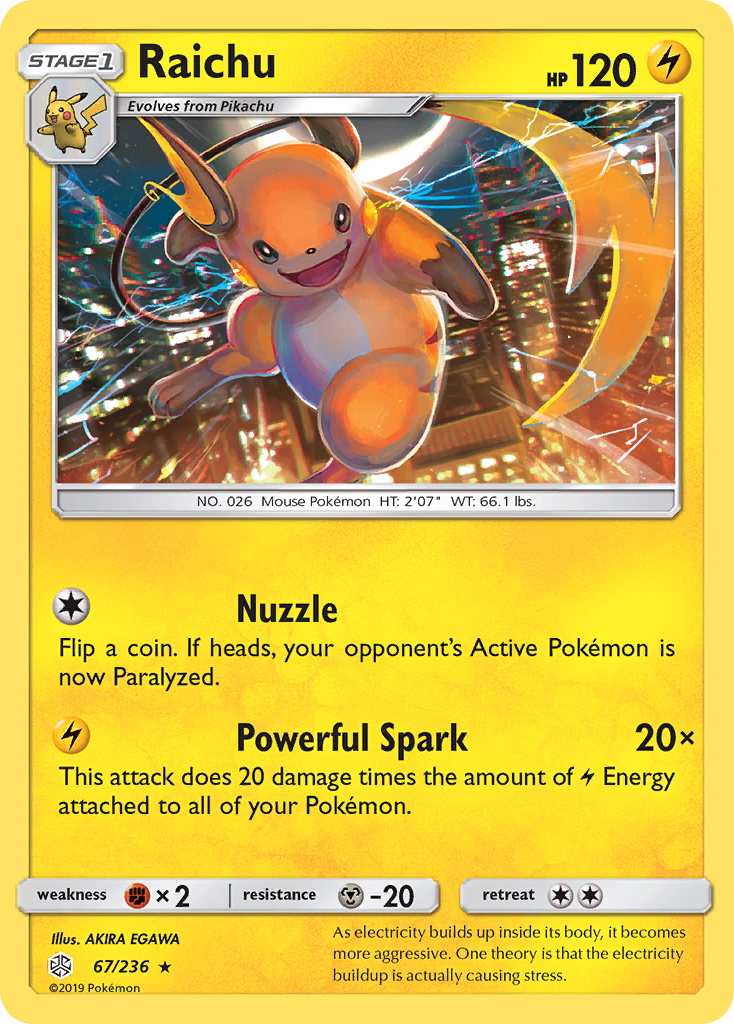 Raichu (67/236) [Sun & Moon: Cosmic Eclipse] Reverse Holofoil