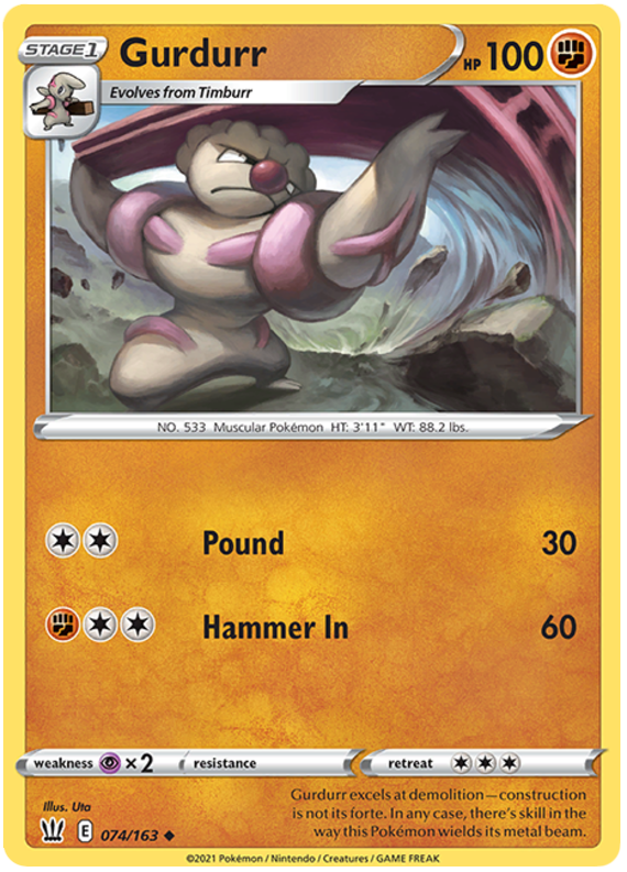 Gurdurr (074/163) [Sword & Shield: Battle Styles] Reverse Holofoil
