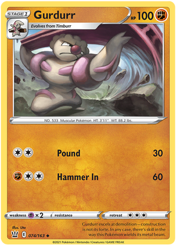Gurdurr (074/163) [Sword & Shield: Battle Styles] Reverse Holofoil