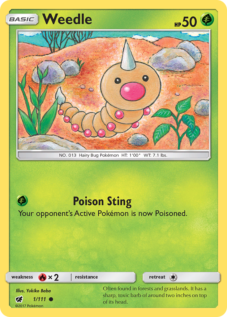 Weedle (1/111) [Sun & Moon: Crimson Invasion] Reverse Holofoil