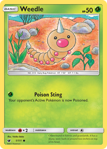 Weedle (1/111) [Sun & Moon: Crimson Invasion] Reverse Holofoil
