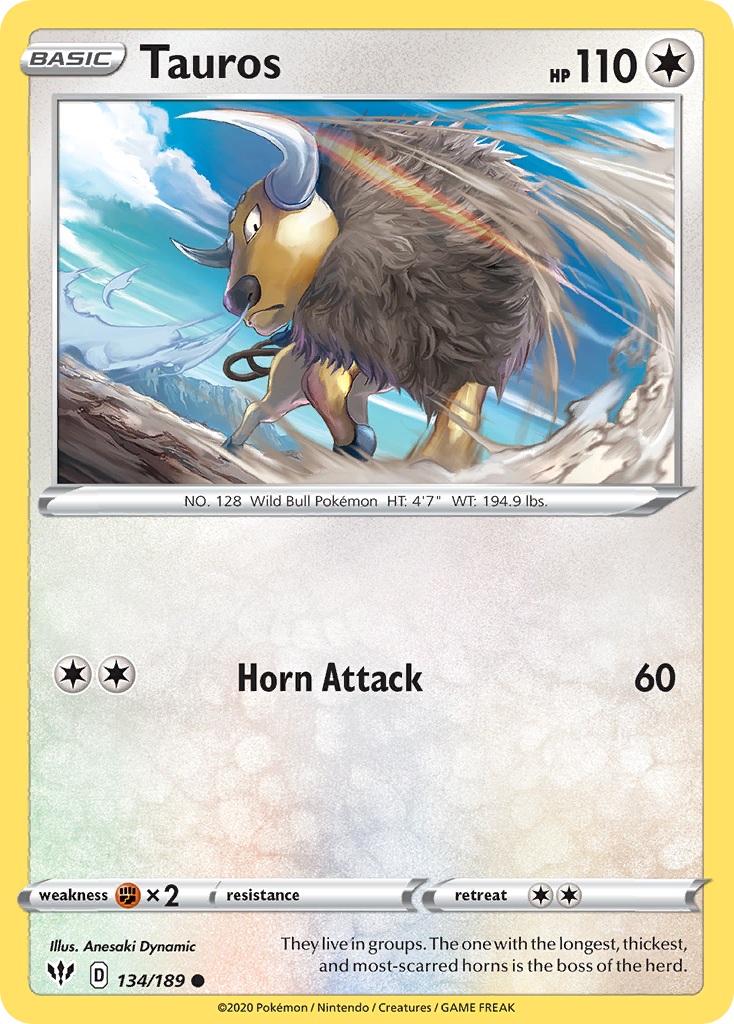 Tauros (134/189) [Sword & Shield: Darkness Ablaze] Reverse Holofoil