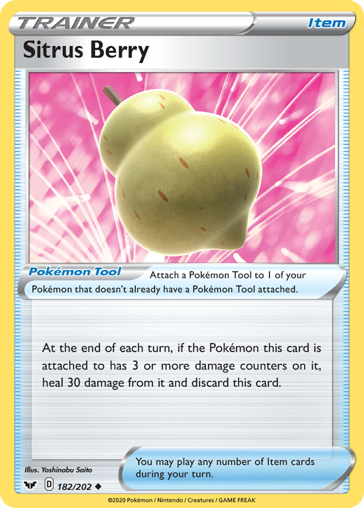 Sitrus Berry (182/202) [Sword & Shield: Base Set] Reverse Holofoil