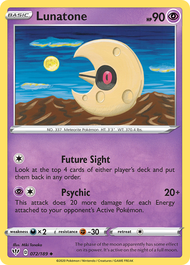 Lunatone (072/189) [Sword & Shield: Darkness Ablaze] Reverse Holofoil
