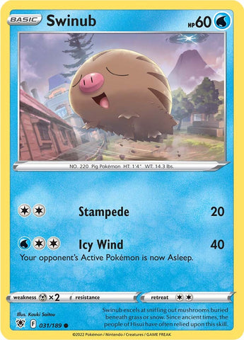 Swinub (031/189) [Sword & Shield: Astral Radiance] Reverse Holofoil