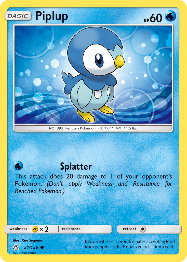 Piplup (31/156) [Sun & Moon: Ultra Prism] Reverse Holofoil