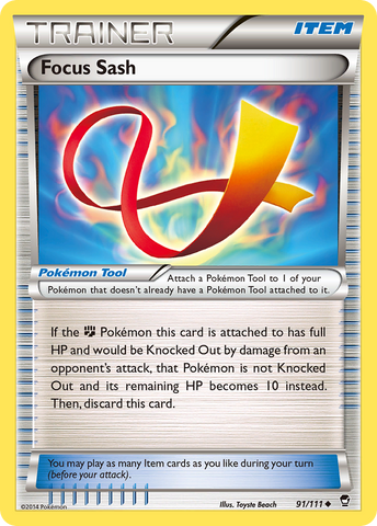Focus Sash (91/111) [XY: Furious Fists] Reverse Holofoil