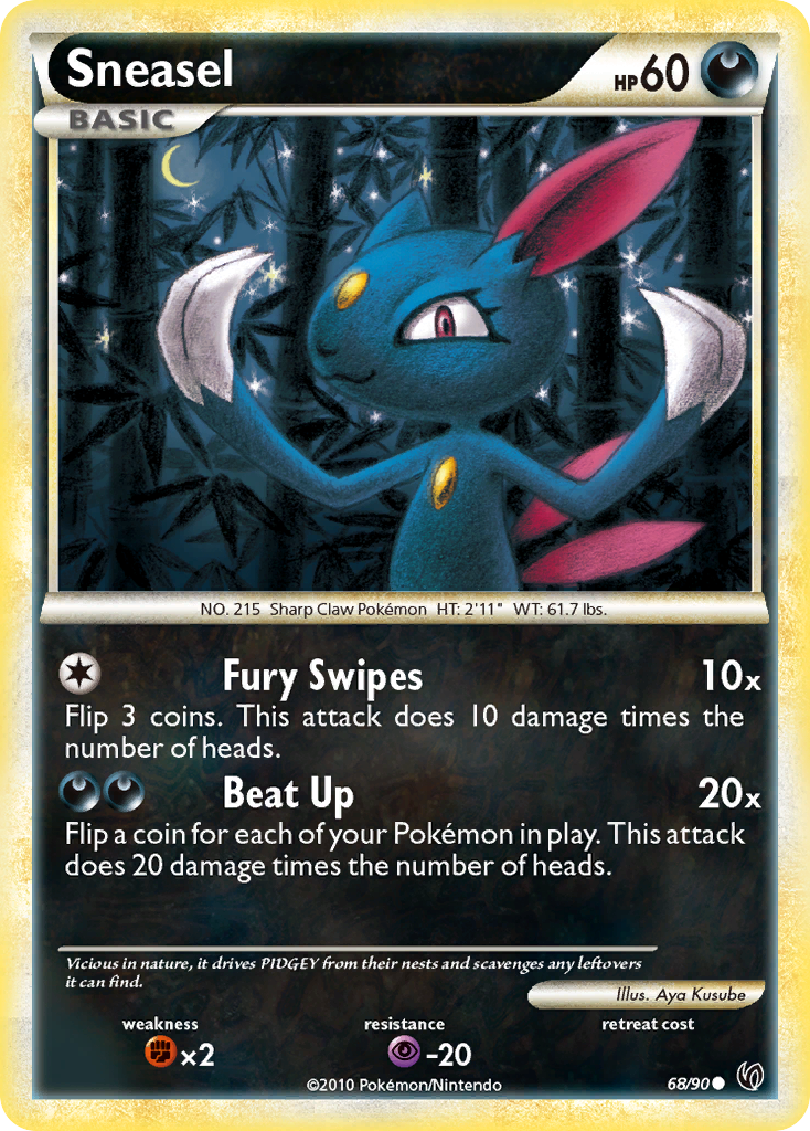Sneasel (68/90) [HeartGold & SoulSilver: Undaunted] Reverse Holofoil