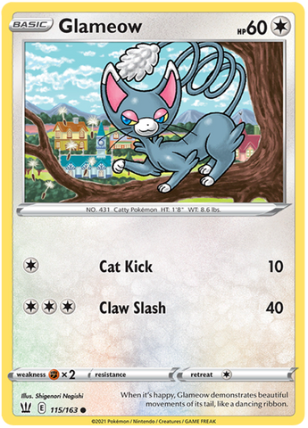 Glameow (115/163) [Sword & Shield: Battle Styles] Reverse Holofoil