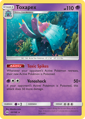 Toxapex (63/149) [Sun & Moon: Base Set] Reverse Holofoil