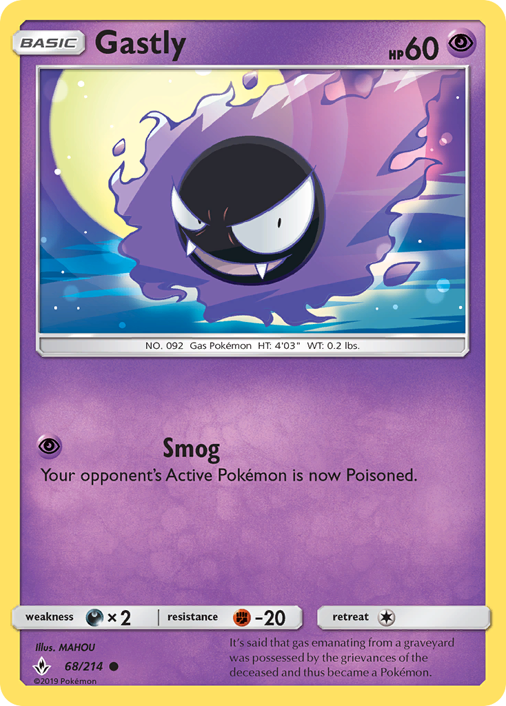 Gastly (68/214) [Sun & Moon: Unbroken Bonds] Reverse Holofoil