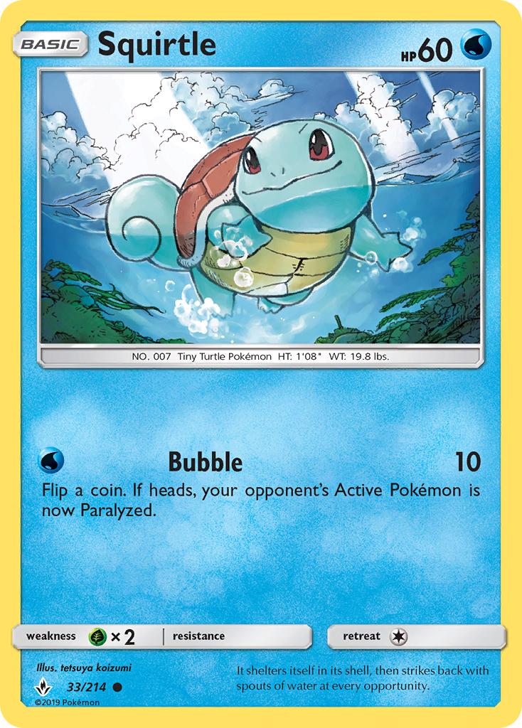 Squirtle (33/214) [Sun & Moon: Unbroken Bonds] Reverse Holofoil