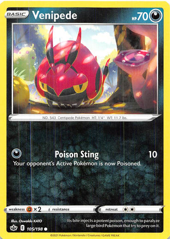 Venipede (105/198) [Sword & Shield: Chilling Reign] Reverse Holofoil