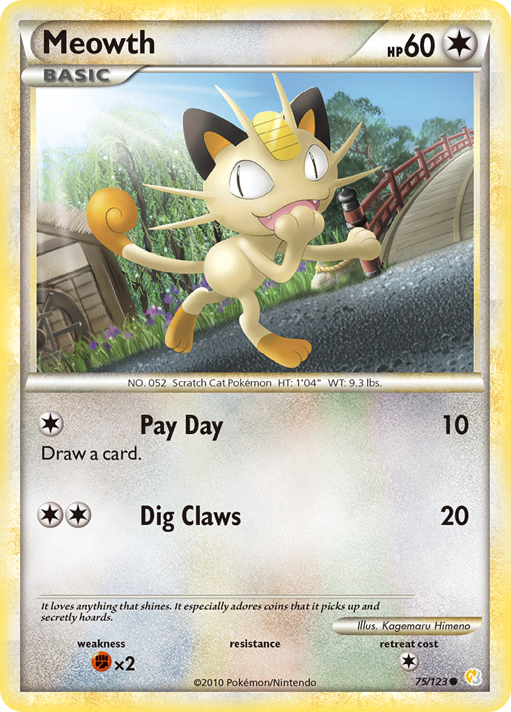 Meowth (75/123) [HeartGold & SoulSilver: Base Set] Reverse Holofoil