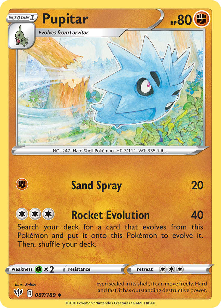 Pupitar (087/189) [Sword & Shield: Darkness Ablaze] Reverse Holofoil