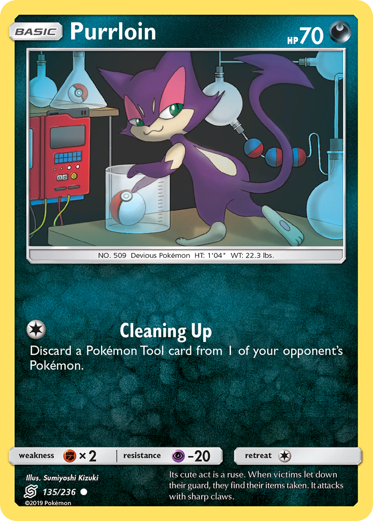 Purrloin (135/236) [Sun & Moon: Unified Minds] Reverse Holofoil