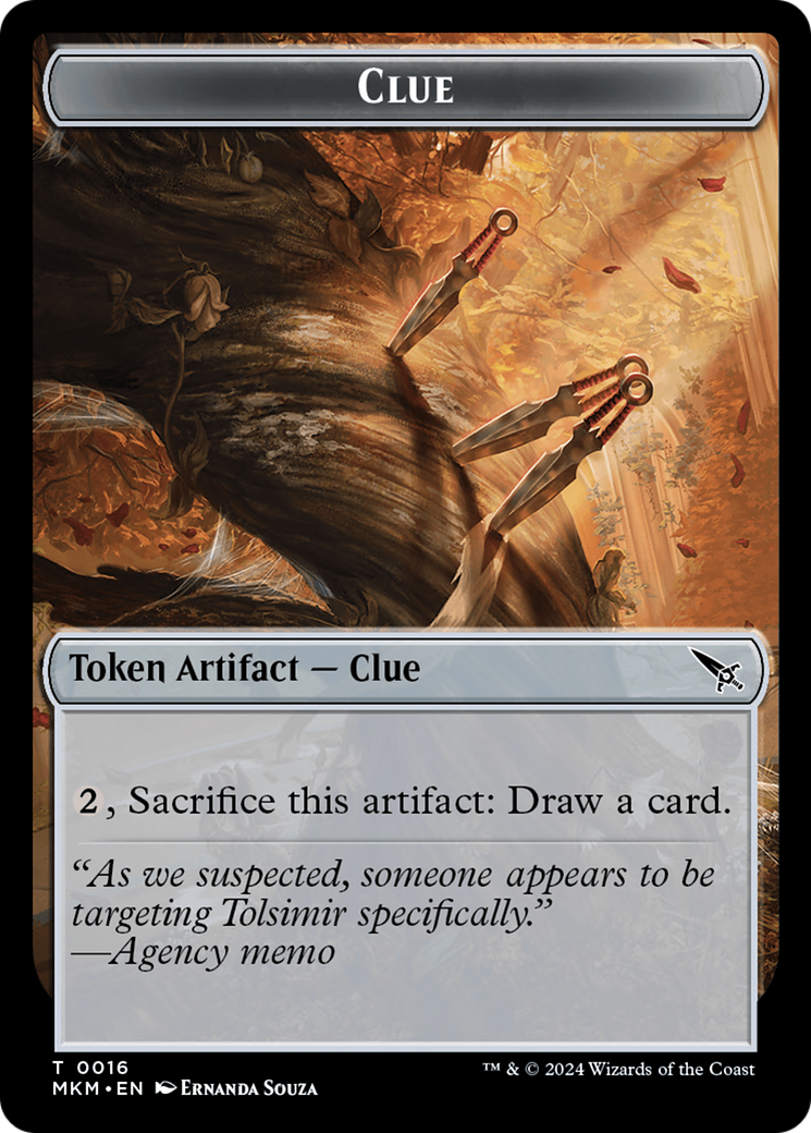 Clue (0016) // A 0043 Double-Sided Token [Murders at Karlov Manor Tokens] Foil