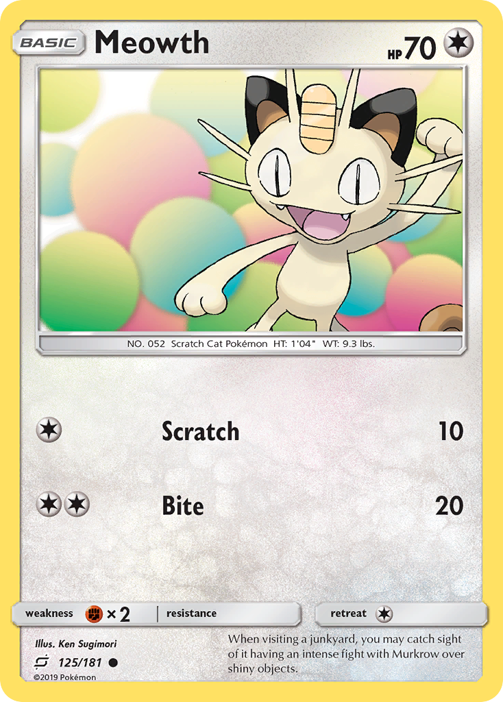 Meowth (125/181) [Sun & Moon: Team Up] Reverse Holofoil