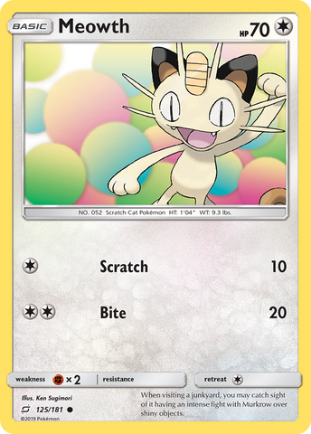 Meowth (125/181) [Sun & Moon: Team Up] Reverse Holofoil