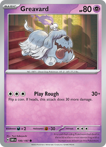 Greavard (100/197) [Scarlet & Violet: Obsidian Flames] Reverse Holofoil