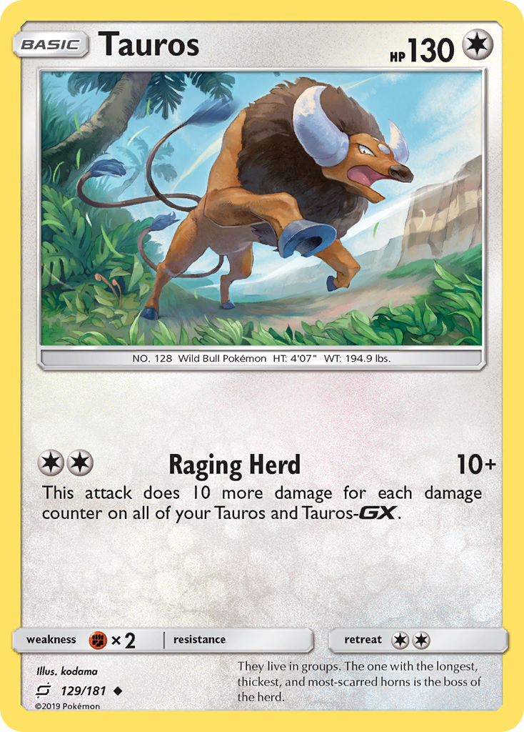 Tauros (129/181) [Sun & Moon: Team Up] Reverse Holofoil