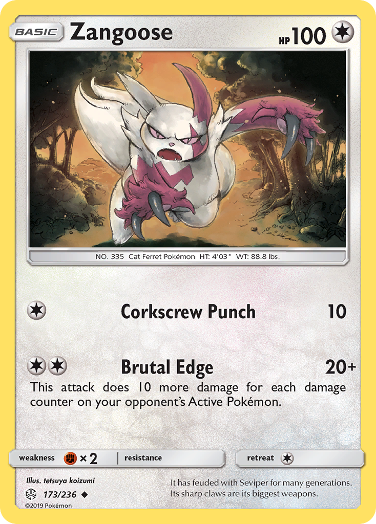 Zangoose (173/236) [Sun & Moon: Cosmic Eclipse] Reverse Holofoil