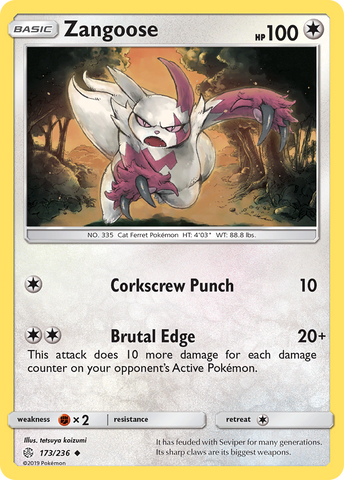 Zangoose (173/236) [Sun & Moon: Cosmic Eclipse] Reverse Holofoil