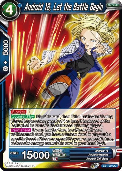 Android 18, Let the Battle Begin (EB1-20) [Battle Evolution Booster] Parallel Foil