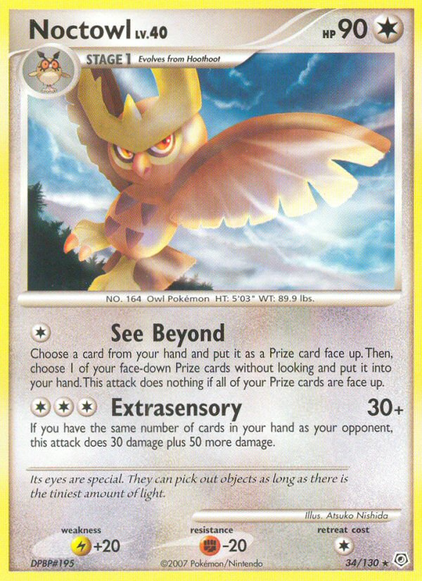 Noctowl (34/130) [Diamond & Pearl: Base Set] Reverse Holofoil