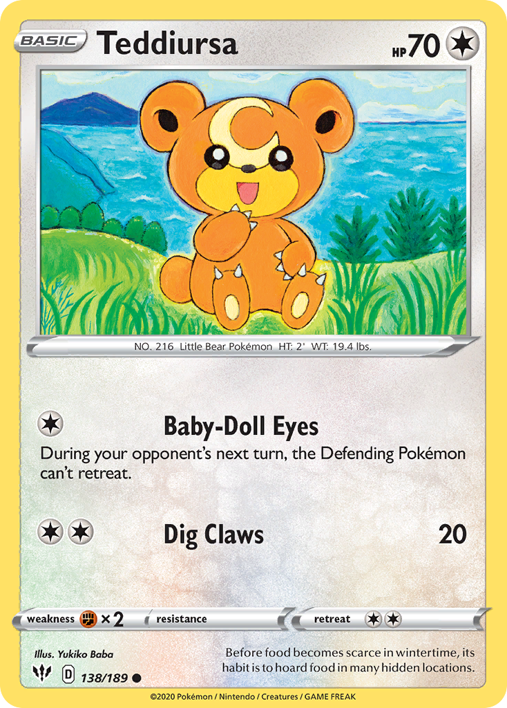 Teddiursa (138/189) [Sword & Shield: Darkness Ablaze] Reverse Holofoil