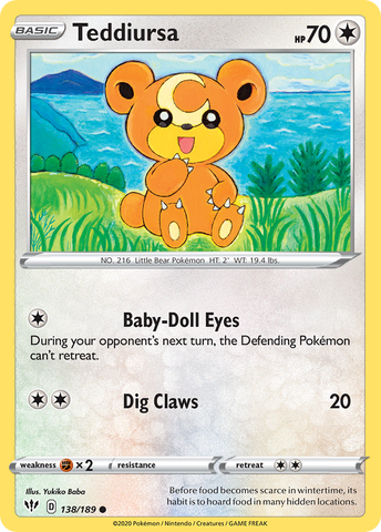 Teddiursa (138/189) [Sword & Shield: Darkness Ablaze] Reverse Holofoil