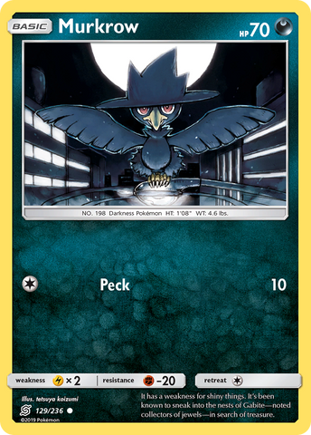 Murkrow (129/236) [Sun & Moon: Unified Minds] Reverse Holofoil